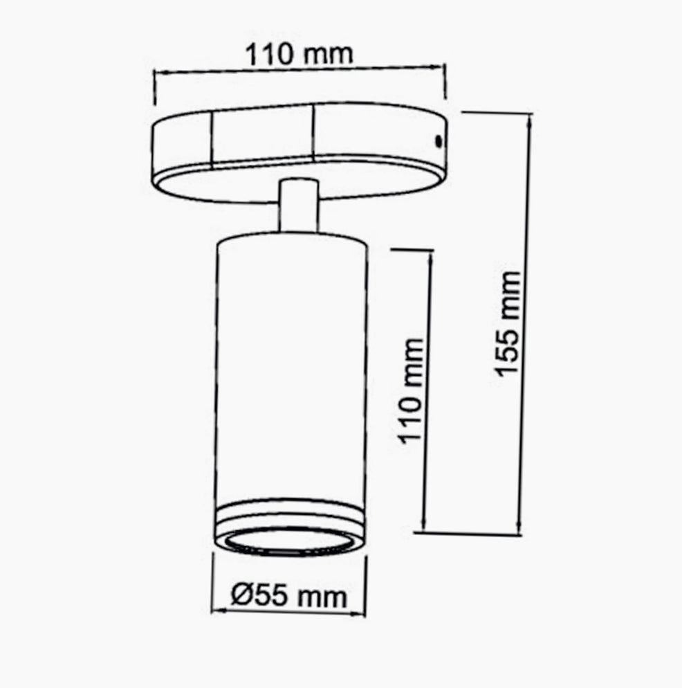 Plafoniera orientabile a 1 diffusore GU10 (installazione su soffitto o parete) - ambraled