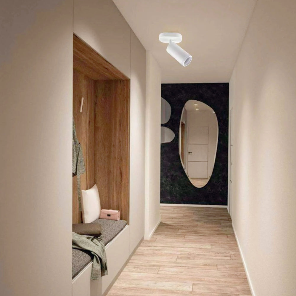 Plafoniera orientabile a 1 diffusore GU10 (installazione su soffitto o parete) - ambraled
