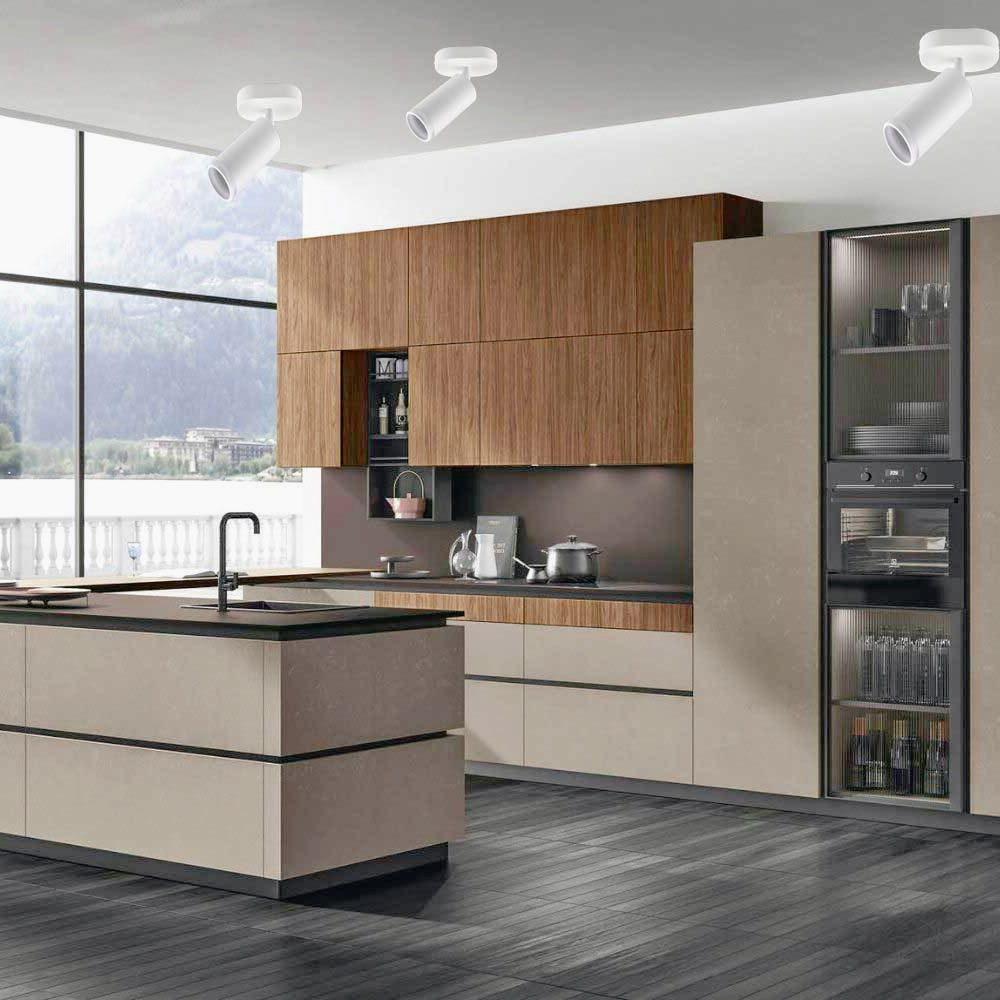 Plafoniera orientabile a 1 diffusore GU10 (installazione su soffitto o parete) - ambraled