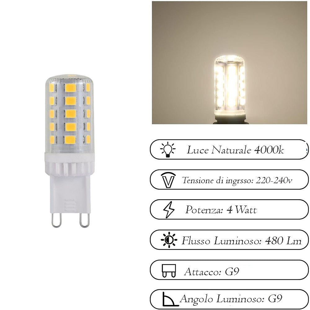 Lampadina LED SMD G9 4W – 3000K/4000K/6500K trasparente - ambraled