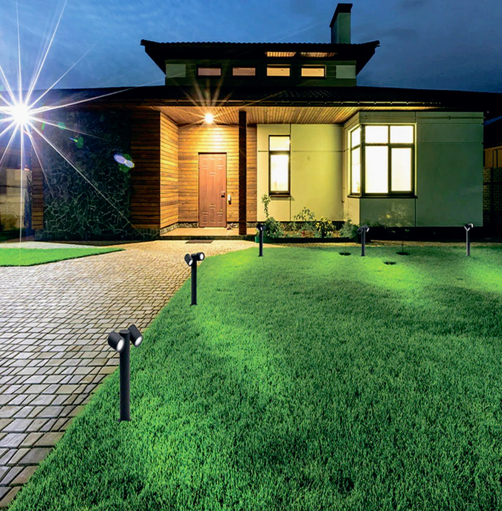 Lampione giardino 2 diffusori – GU10 orientabili IP44 - ambraled