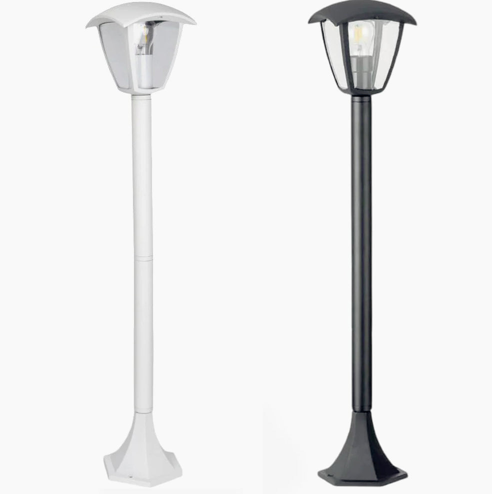 Lampione giardino 86 cm lanterna con attacco E27 grigio e bianco IP44 - ambraled