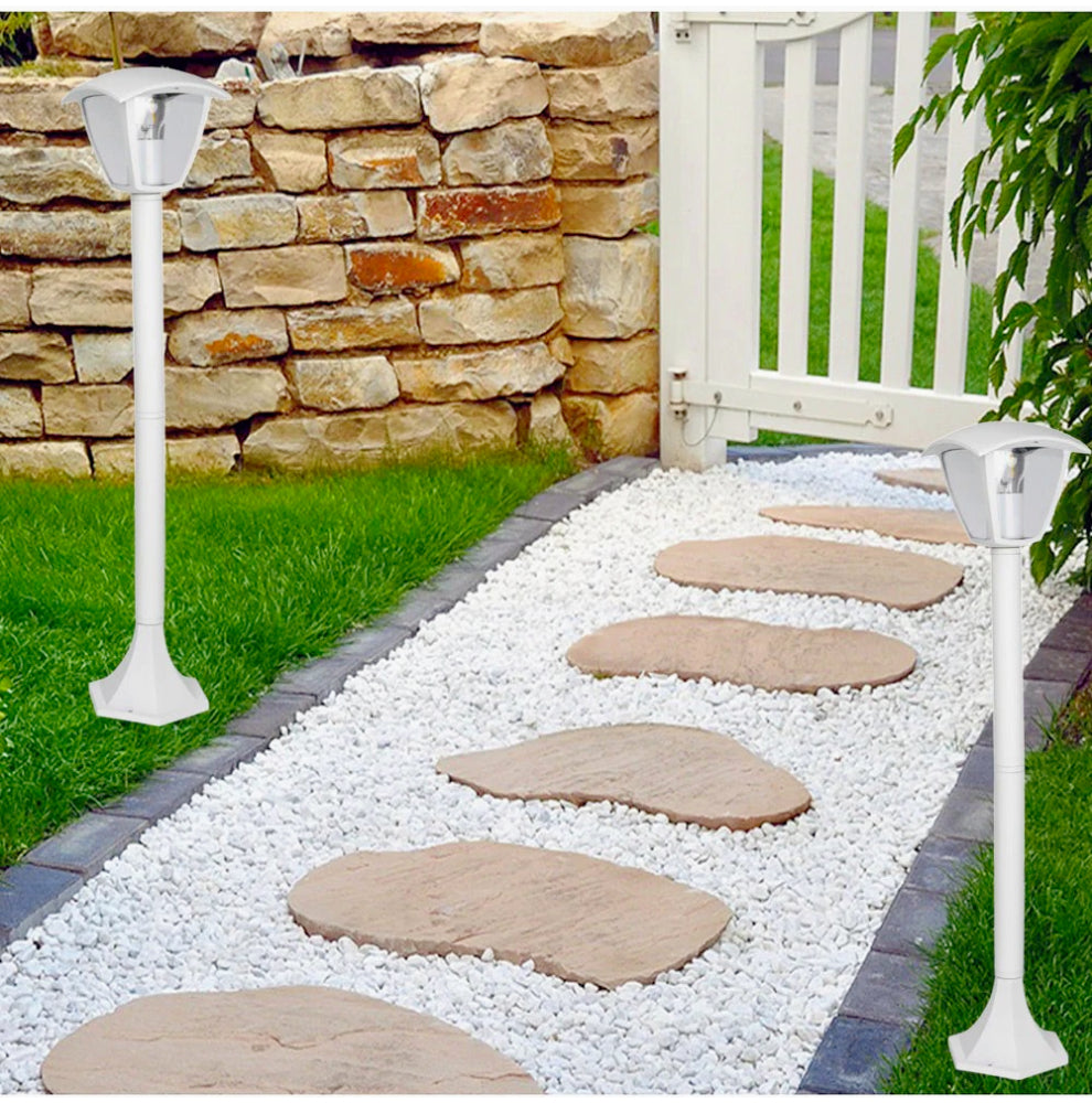 Lampione giardino 86 cm lanterna con attacco E27 grigio e bianco IP44 - ambraled