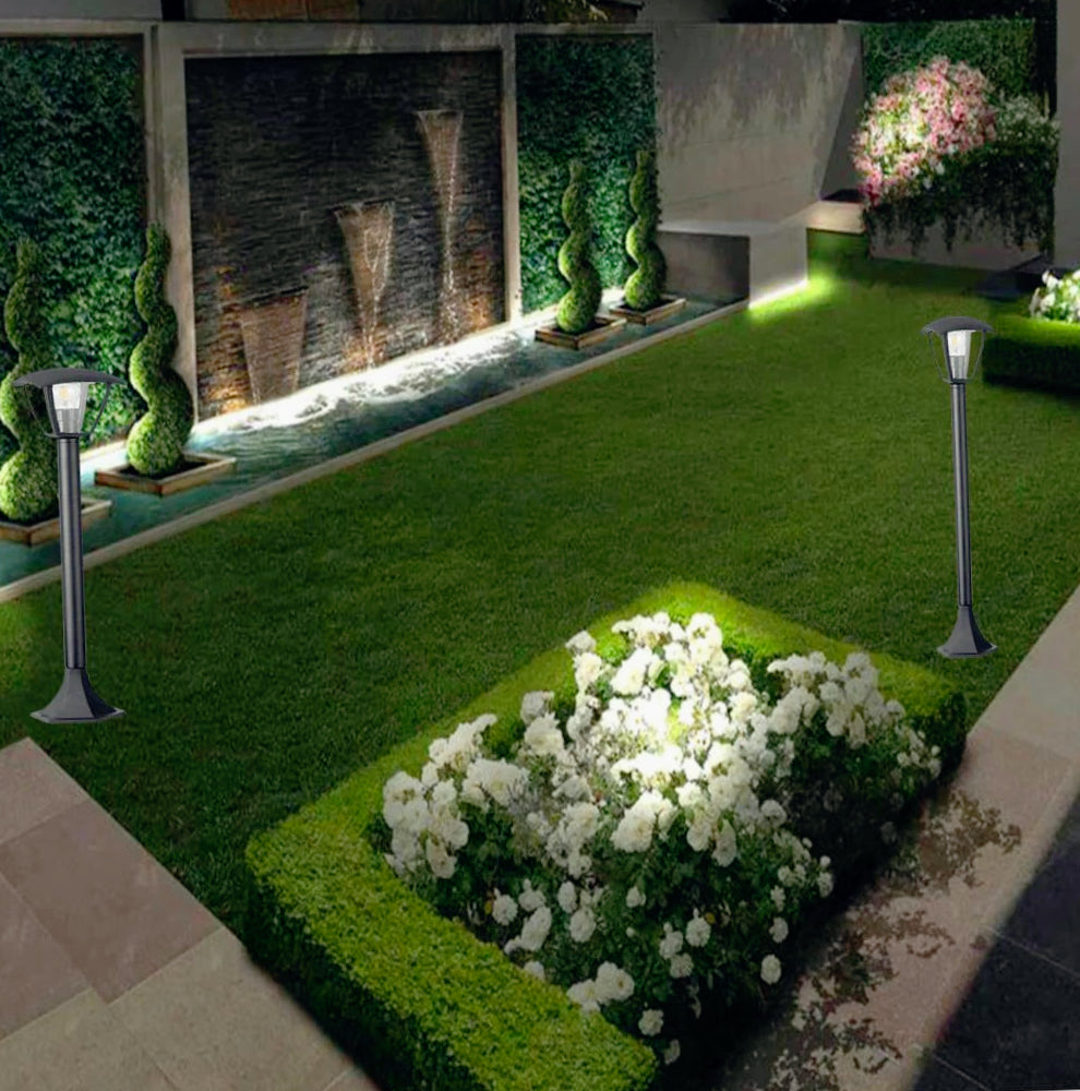 Lampione giardino 86 cm lanterna con attacco E27 grigio e bianco IP44 - ambraled