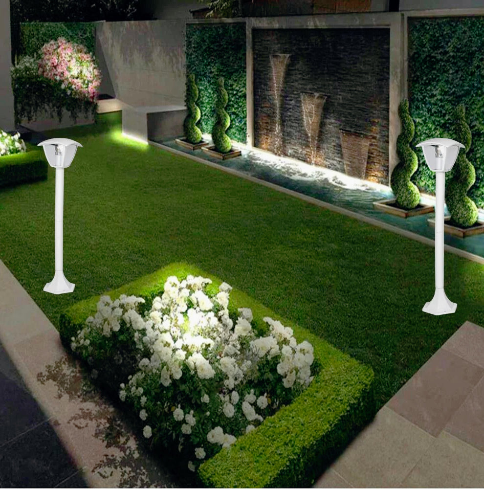 Lampione giardino 86 cm lanterna con attacco E27 grigio e bianco IP44 - ambraled
