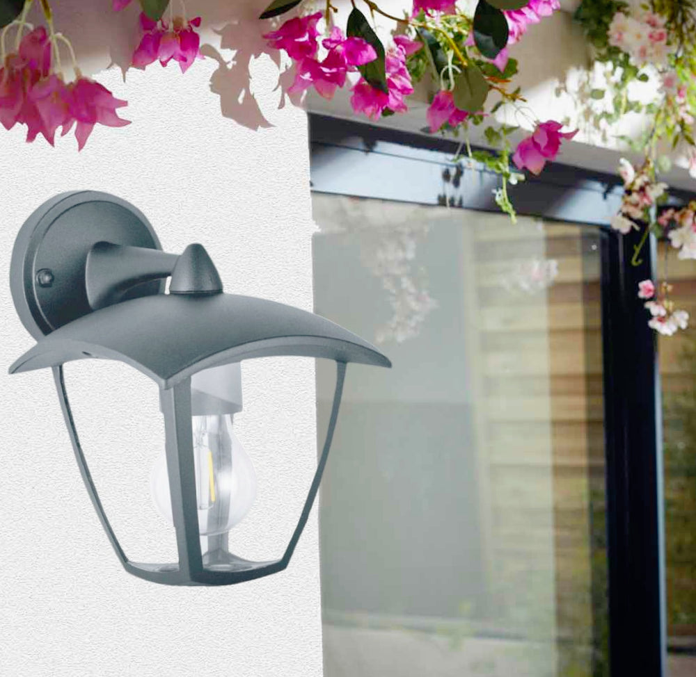 Applique lanterna murale per giardino grigio e bianco E27 – Protezione IP44 - ambraled