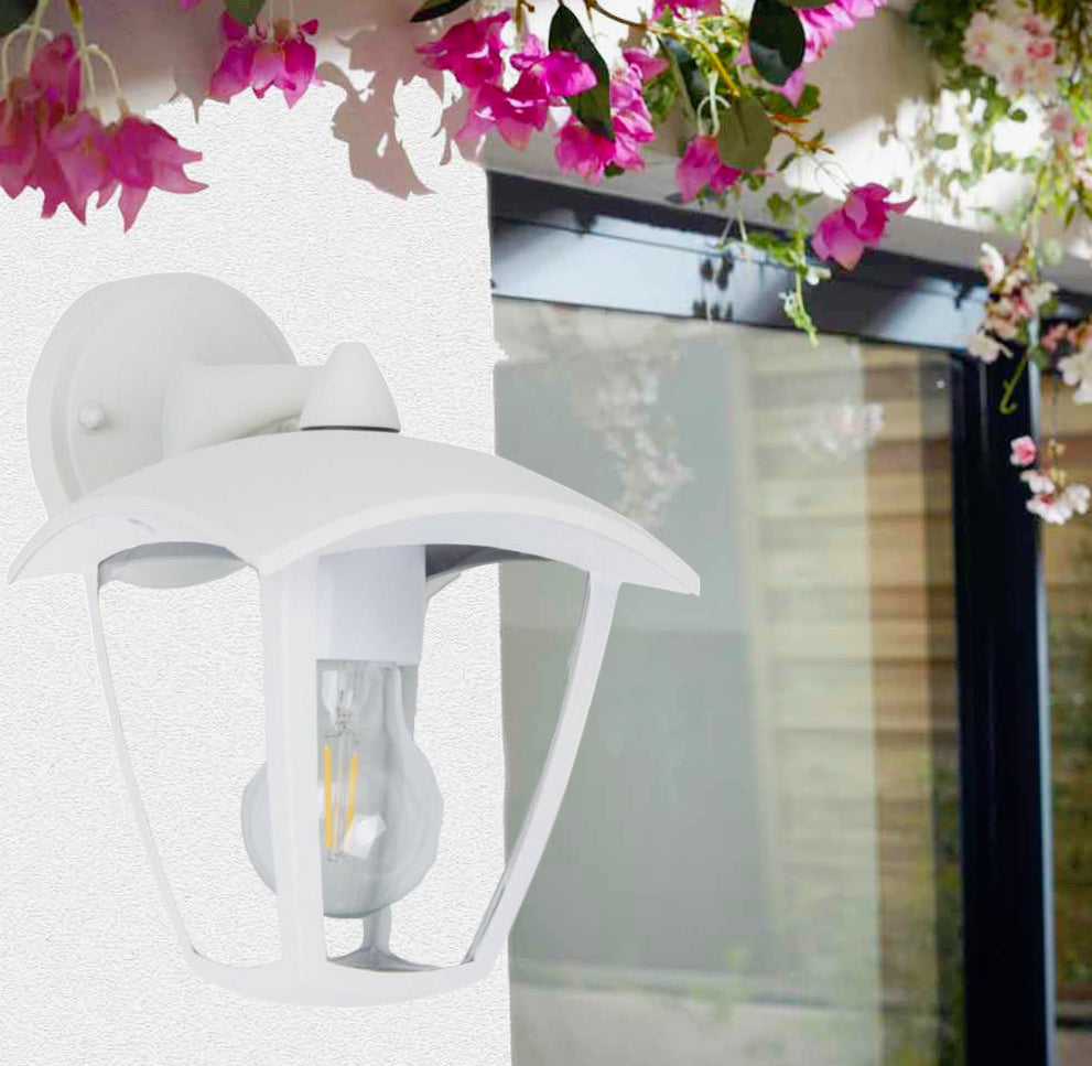Applique lanterna murale per giardino grigio e bianco E27 – Protezione IP44 - ambraled