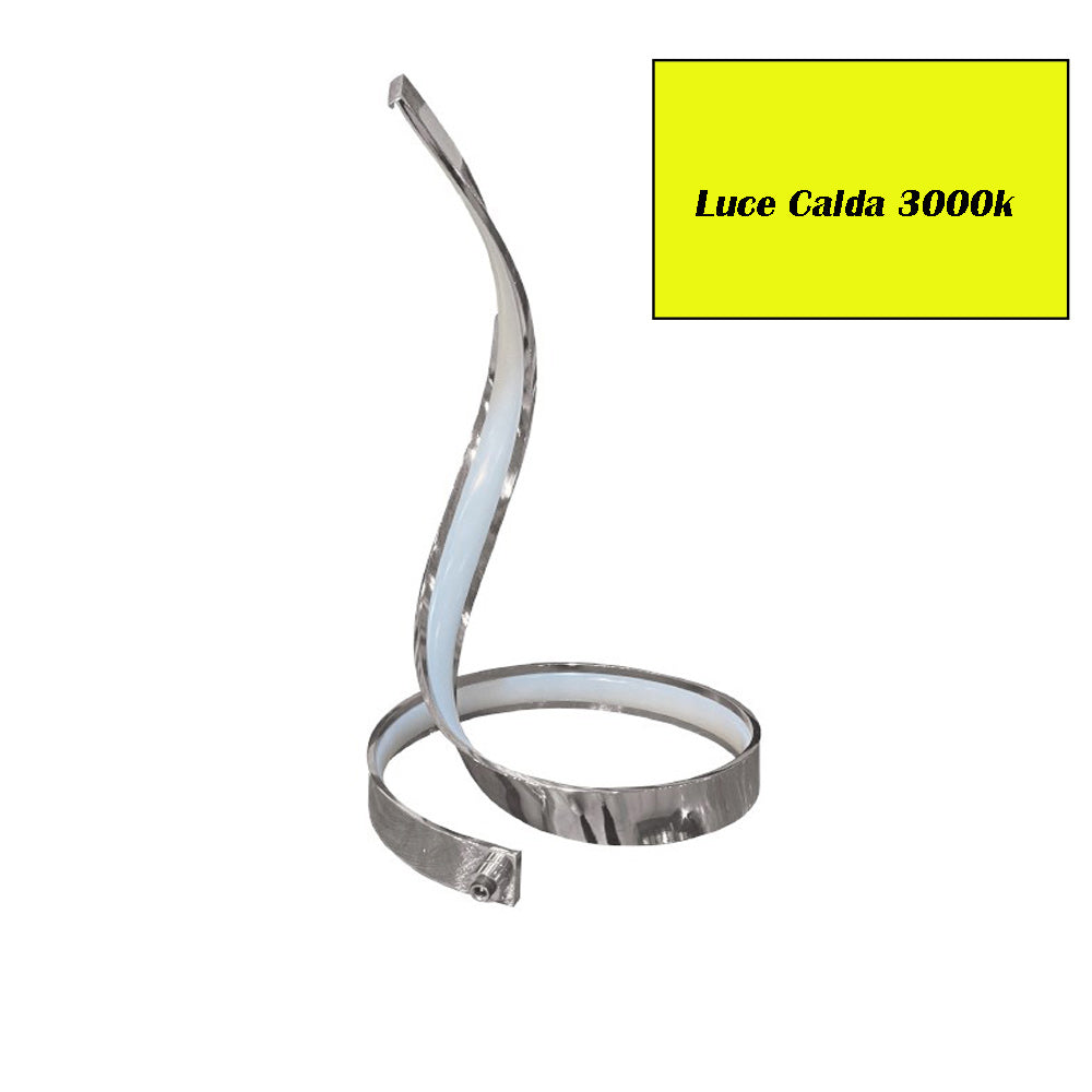 Lume da comodino LED – a spirale curva 12W argento - ambraled