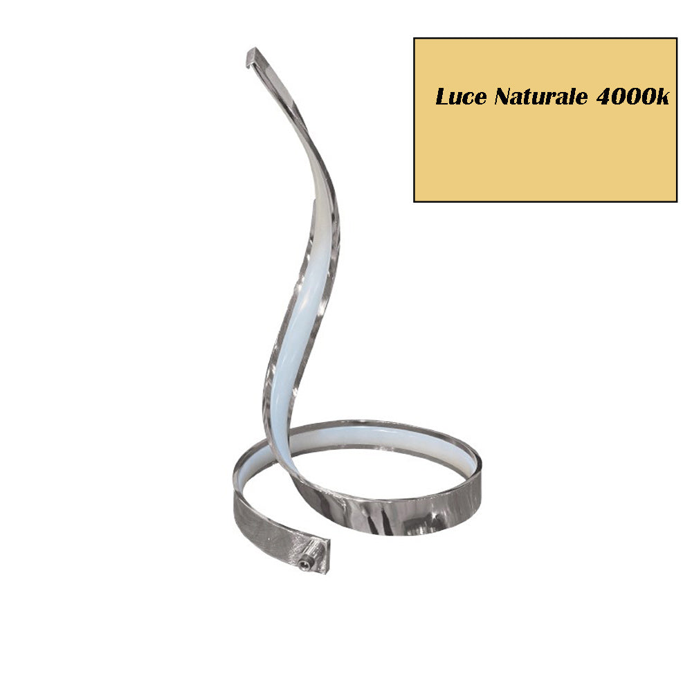 Lume da comodino LED – a spirale curva 12W argento - ambraled