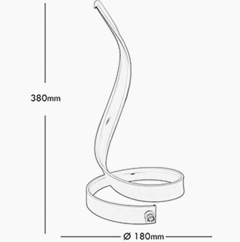 Lume da comodino LED – a spirale curva 12W argento - ambraled