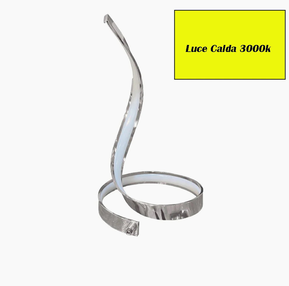 Lume da comodino LED – a spirale curva 12W argento - ambraled
