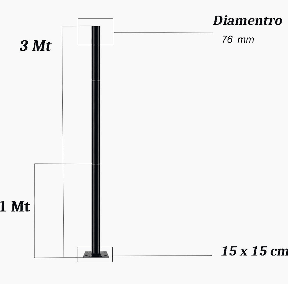 Palo staffa UFO 3MT – 3 pezzi da 1MT per lampione - ambraled