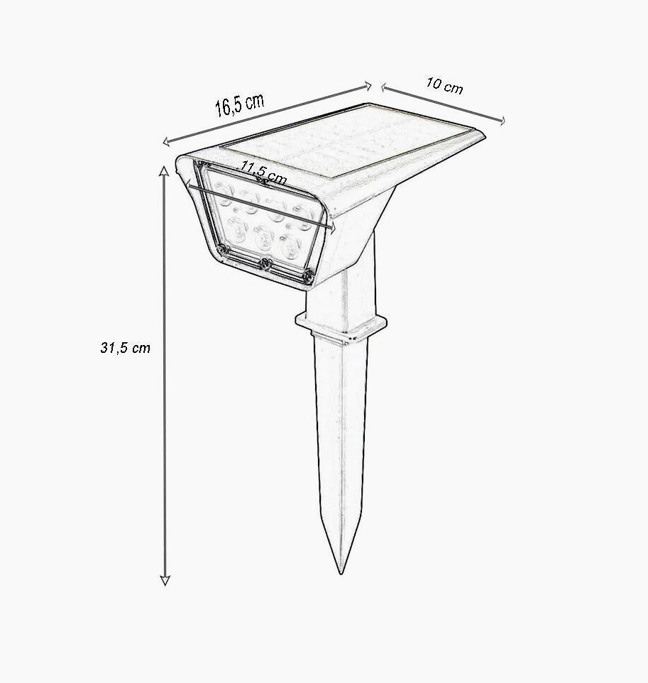 Faretto solare 3,5W – 7LED picchetto crepuscolare IP65 - ambraled