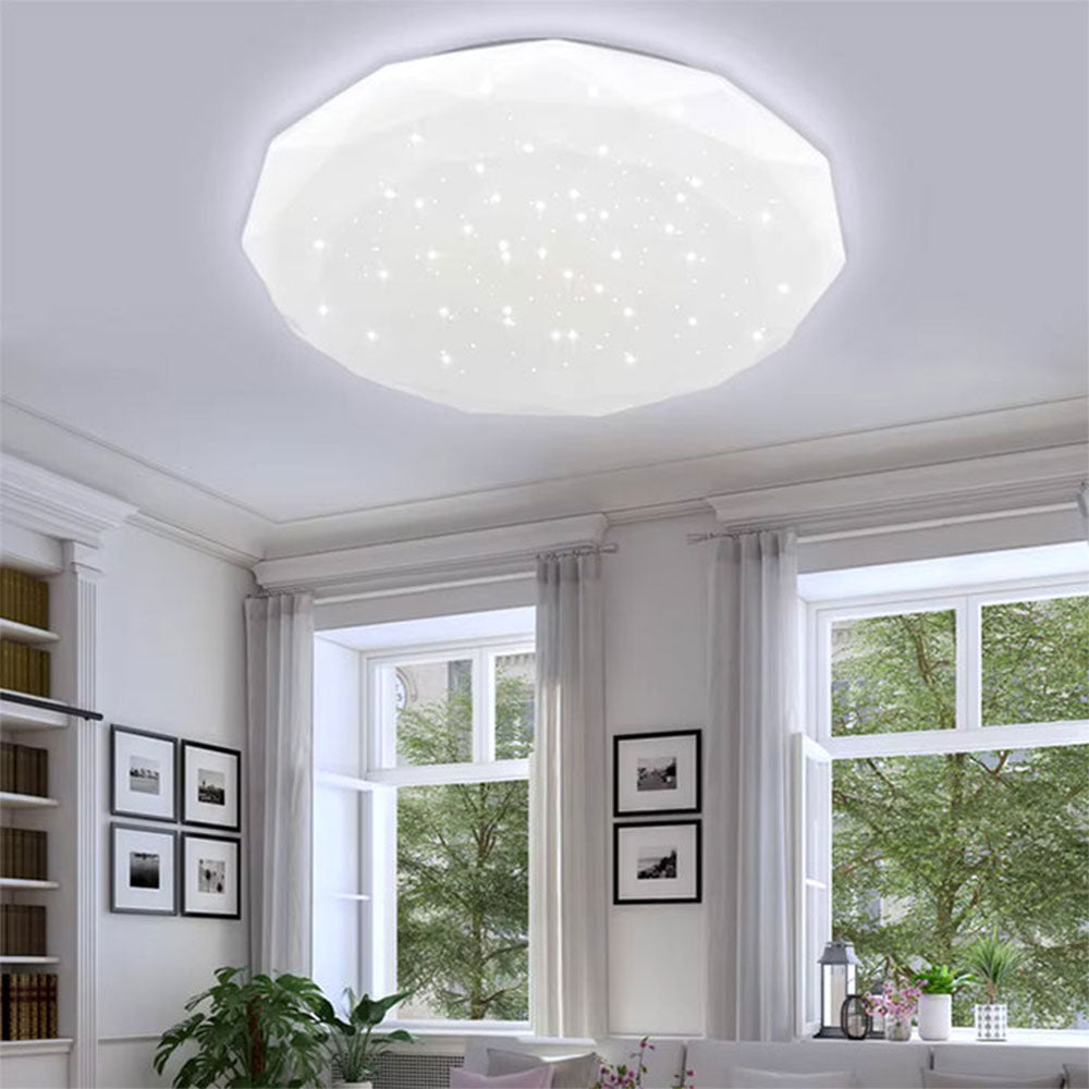 Plafoniera diamante con puntini trasparente 18 24 e 36 watt CCT switch - ambraled