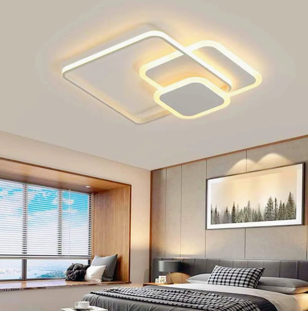 Plafoniera LED quadrata 48W con regolazione 3 colori luce, design moderno (bianco) - ambraled