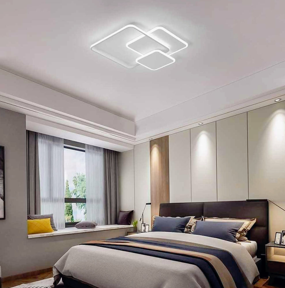 Plafoniera LED quadrata 48W con regolazione 3 colori luce, design moderno (bianco) - ambraled