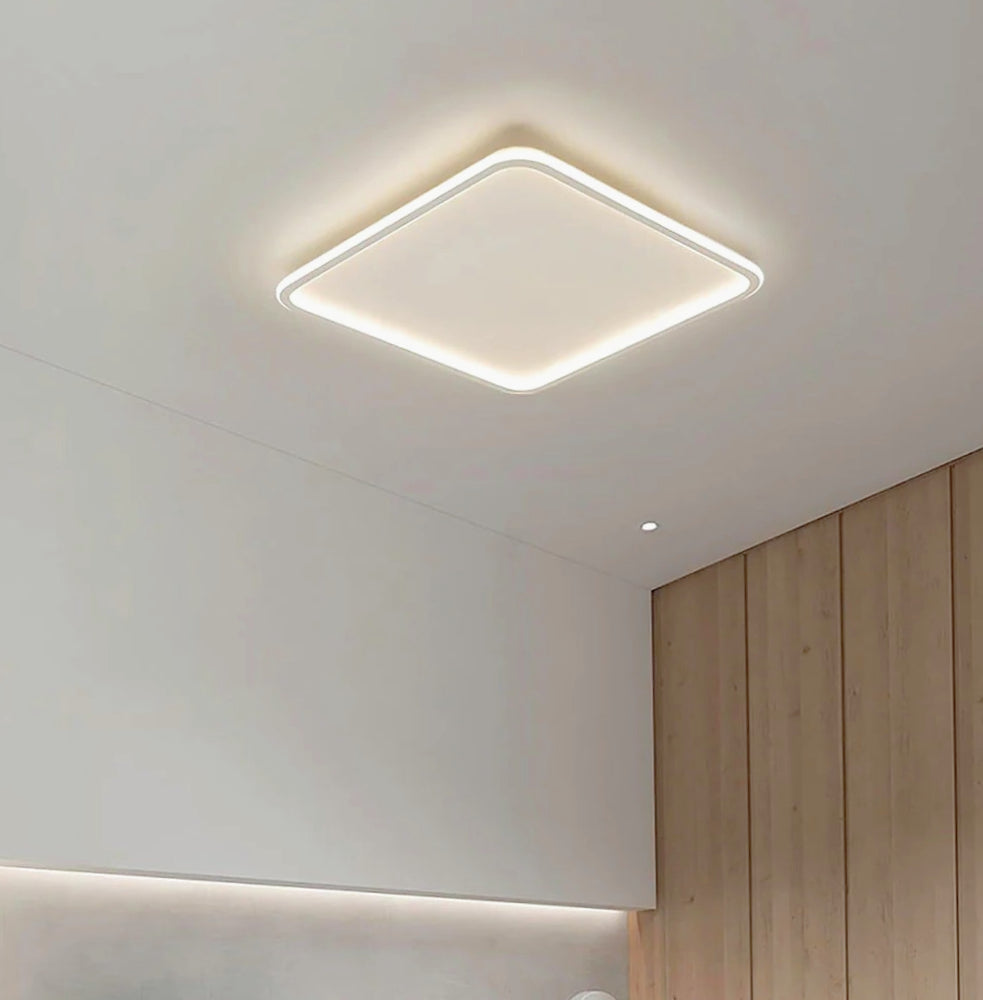 Plafoniera LED quadrata 50W bianca con bordo e tecnologia CCT (regolazione colore luce) - ambraled