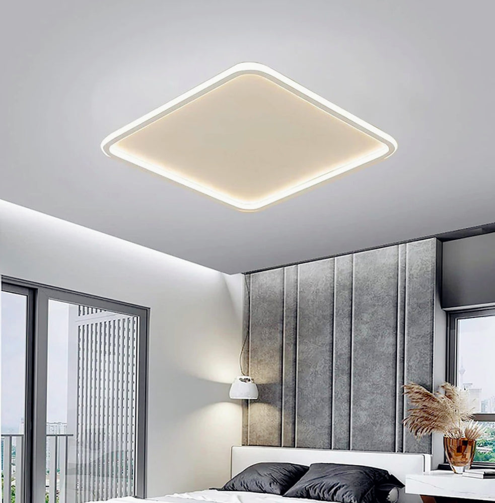 Plafoniera LED quadrata 50W bianca con bordo e tecnologia CCT (regolazione colore luce) - ambraled