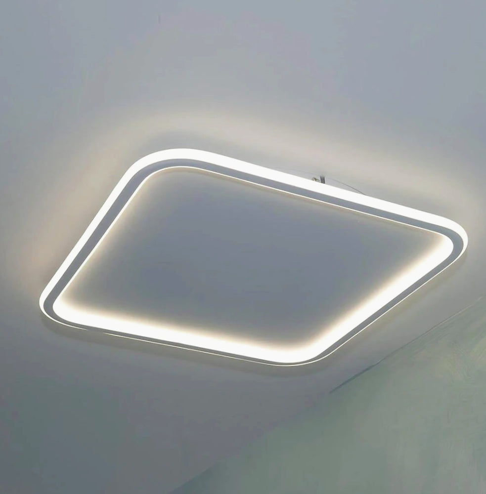 Plafoniera LED quadrata 50W bianca con bordo e tecnologia CCT (regolazione colore luce) - ambraled