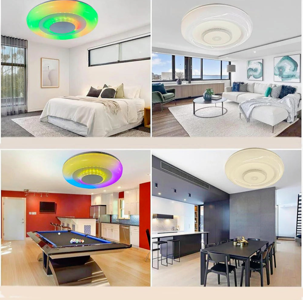 Plafoniera LED RGB 72W con controllo Bluetooth, telecomando e app (cassa opaca) - ambraled