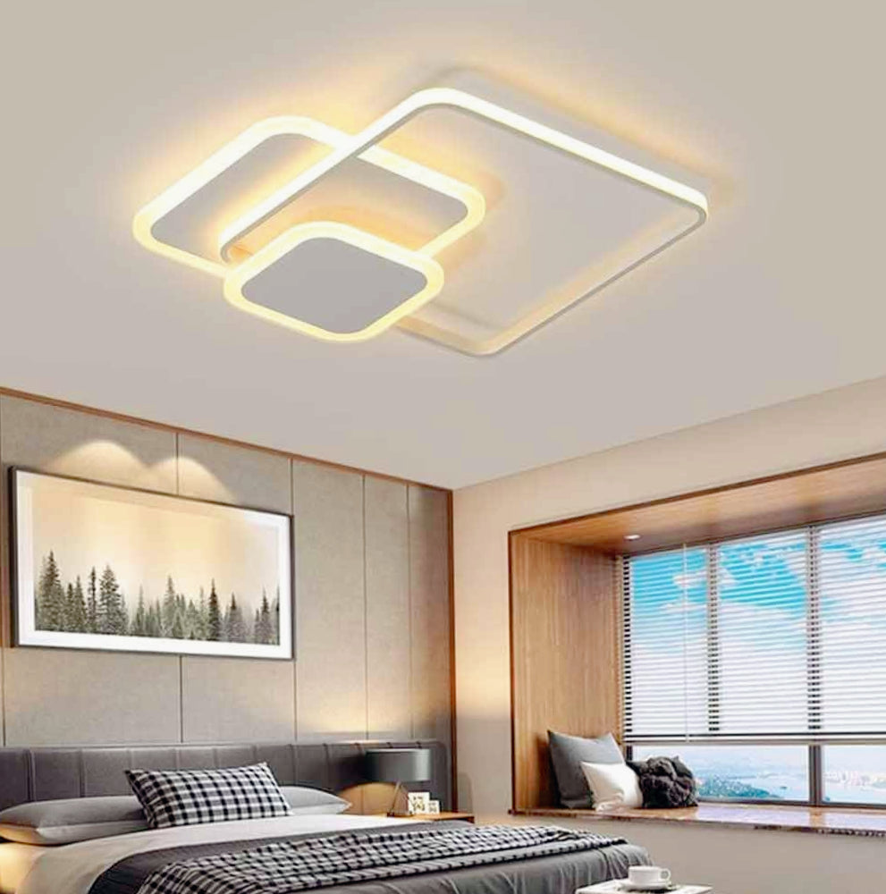 Plafoniera LED 48W - 3 quadrati bianchi con regolazione luce (fredda/naturale/calda) - ambraled