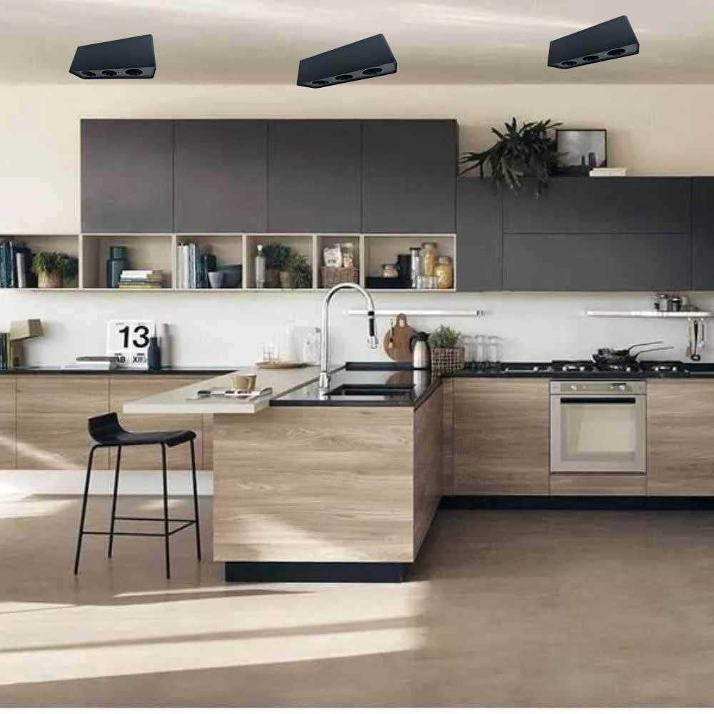 Portafaretto triplo orientabile – Mini plafoniera per montaggio esterno - ambraled