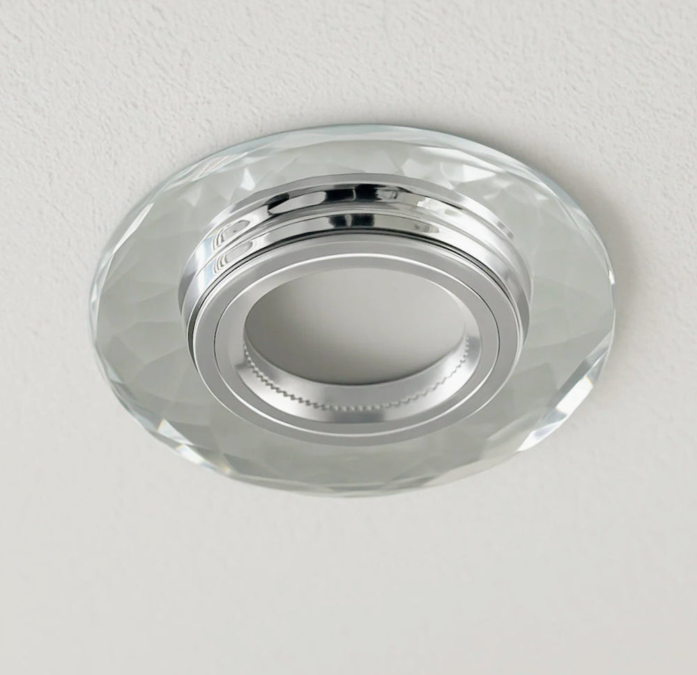 Portafaretto incasso tondo – Vetro con effetto specchio e taglio a diamante - ambraled
