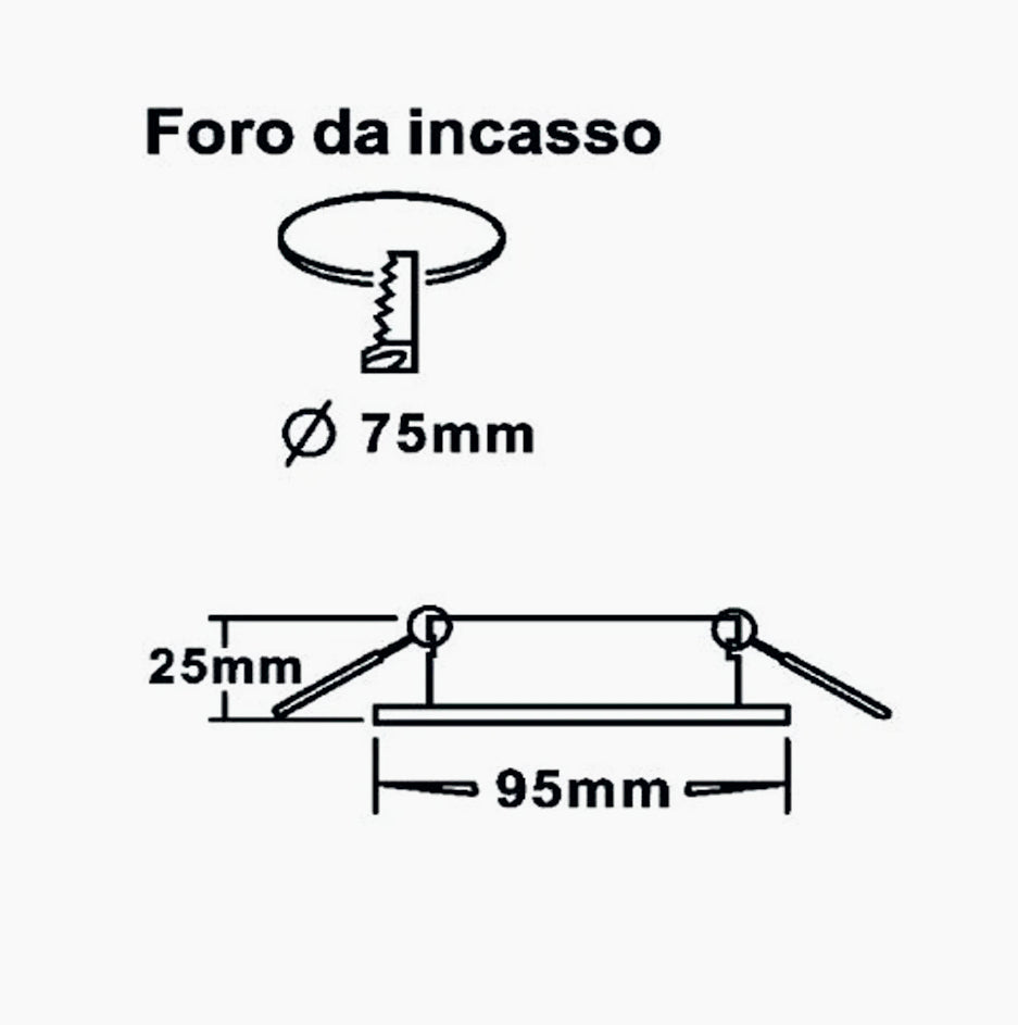 Portafaretto incasso con effetto brillantini oro/argento – Per controsoffittatura - ambraled