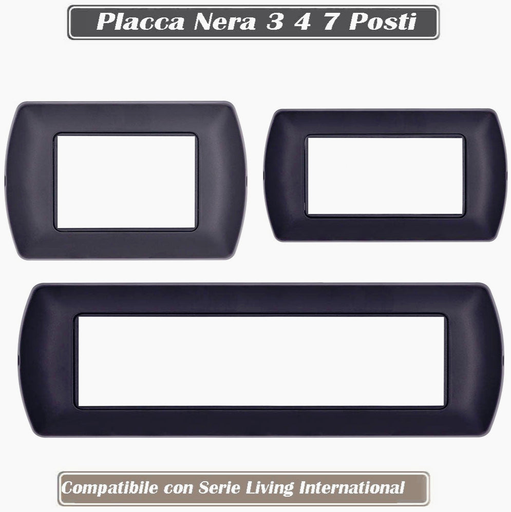 Placchetta Nera 3-7 Posti – Compatibile con Living International Cassetta 503