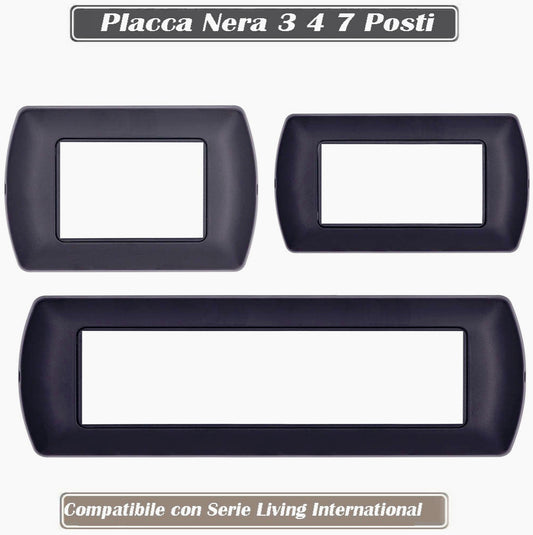 Placchetta Nera 3-7 Posti – Compatibile con Living International Cassetta 503