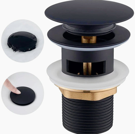 Piletta di scarico 1/4" nera per lavandino o bidet con sistema Click Clack
