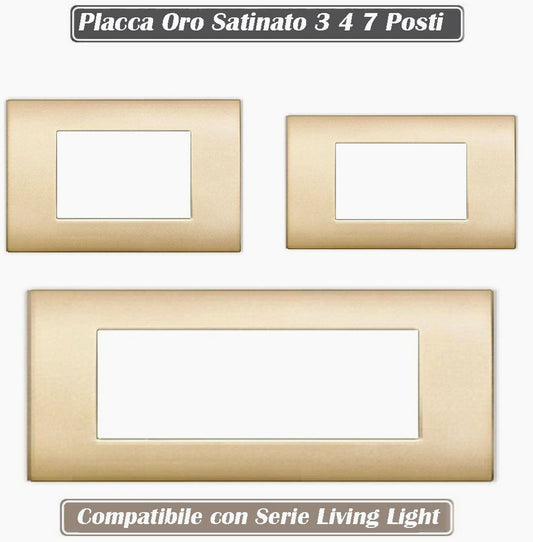 Placchetta Oro Satinato 3-7 Posti – Compatibile con Living Light Cassetta 503