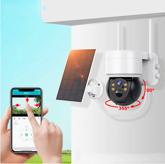 Telecamera Wi-Fi con pannello solare motorizzata e 4 LED a colori