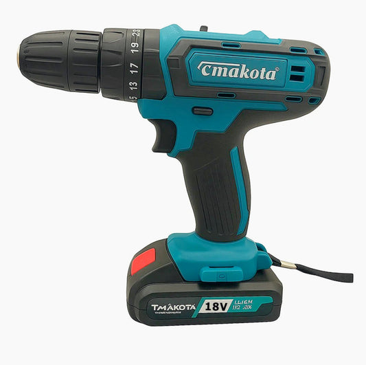 Trapano avvitatore 18V – 2 batterie, due velocità e accessori inclusi