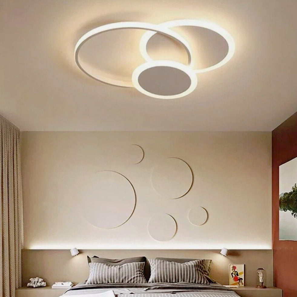 Plafoniera LED 37W - 3 Cerchi Bianchi con Tecnologia CCT (Luce Fredda 6500K / Naturale 4000K / Calda 3000K)