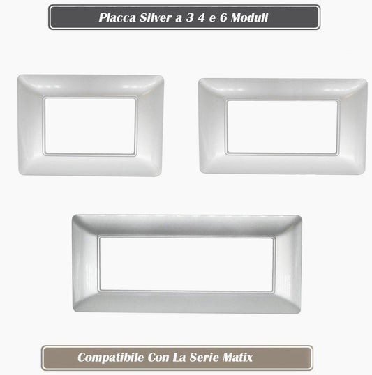 Placchetta per Lampadine 3, 4, 6 Posti – Finestra Silver, Compatibile con Cover Matrix