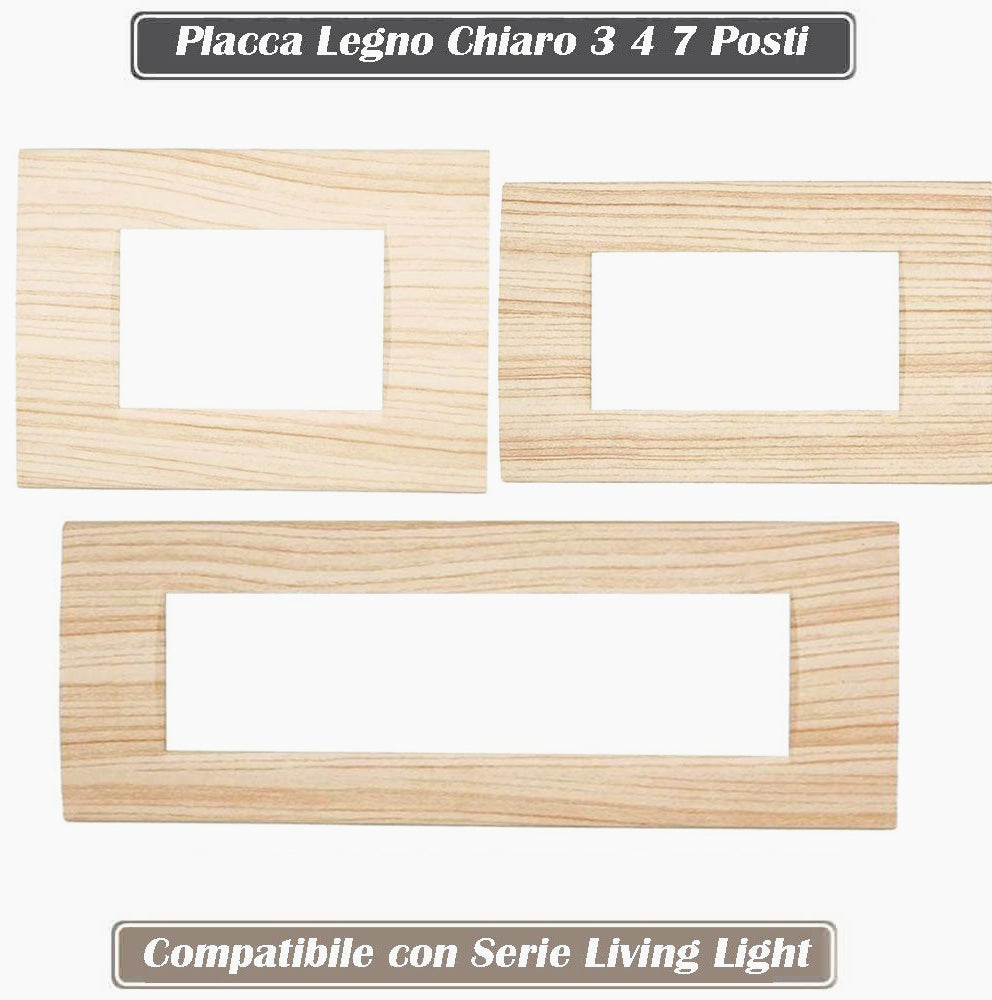 Placchetta Legno-Chiaro 3-7 Posti – Compatibile con Living Light Cassetta 503