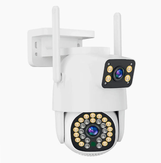 Telecamera Wi-Fi 2 obiettivi Full HD 2MPX, PTZ, 20 LED + 12 infrarossi