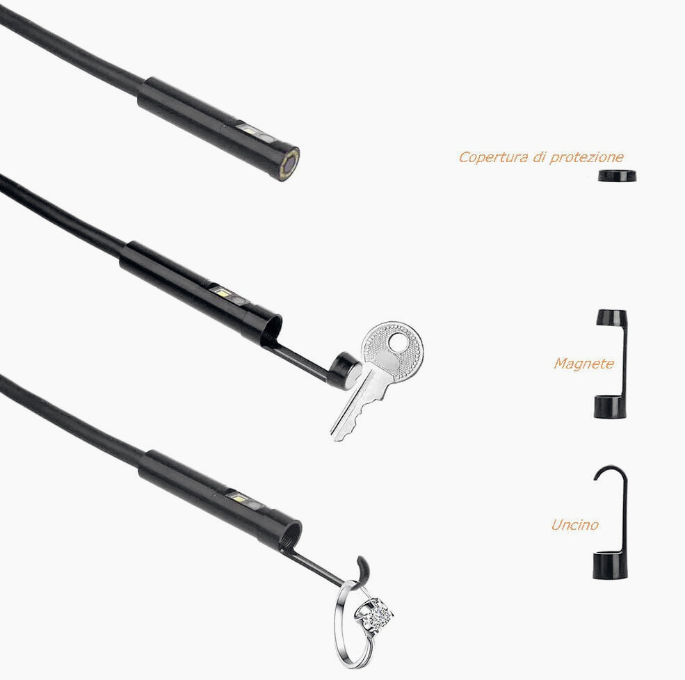 Telecamera endoscopica 4,3” full HD 1080p 5M IP67 con sonda - Impermeabile per ispezione