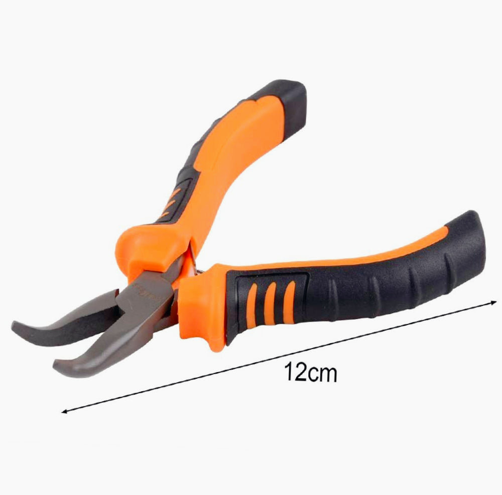 Pinza a becco lungo curvo in acciaio con impugnatura antiscivolo – 11 cm