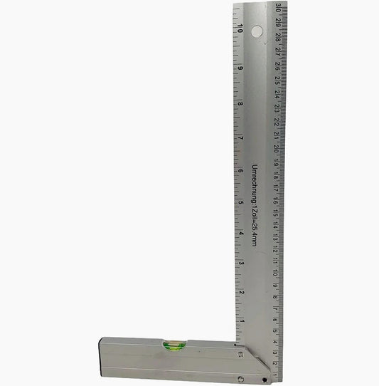Squadra angolo 90° 300 mm in alluminio – Con livella e righello preciso