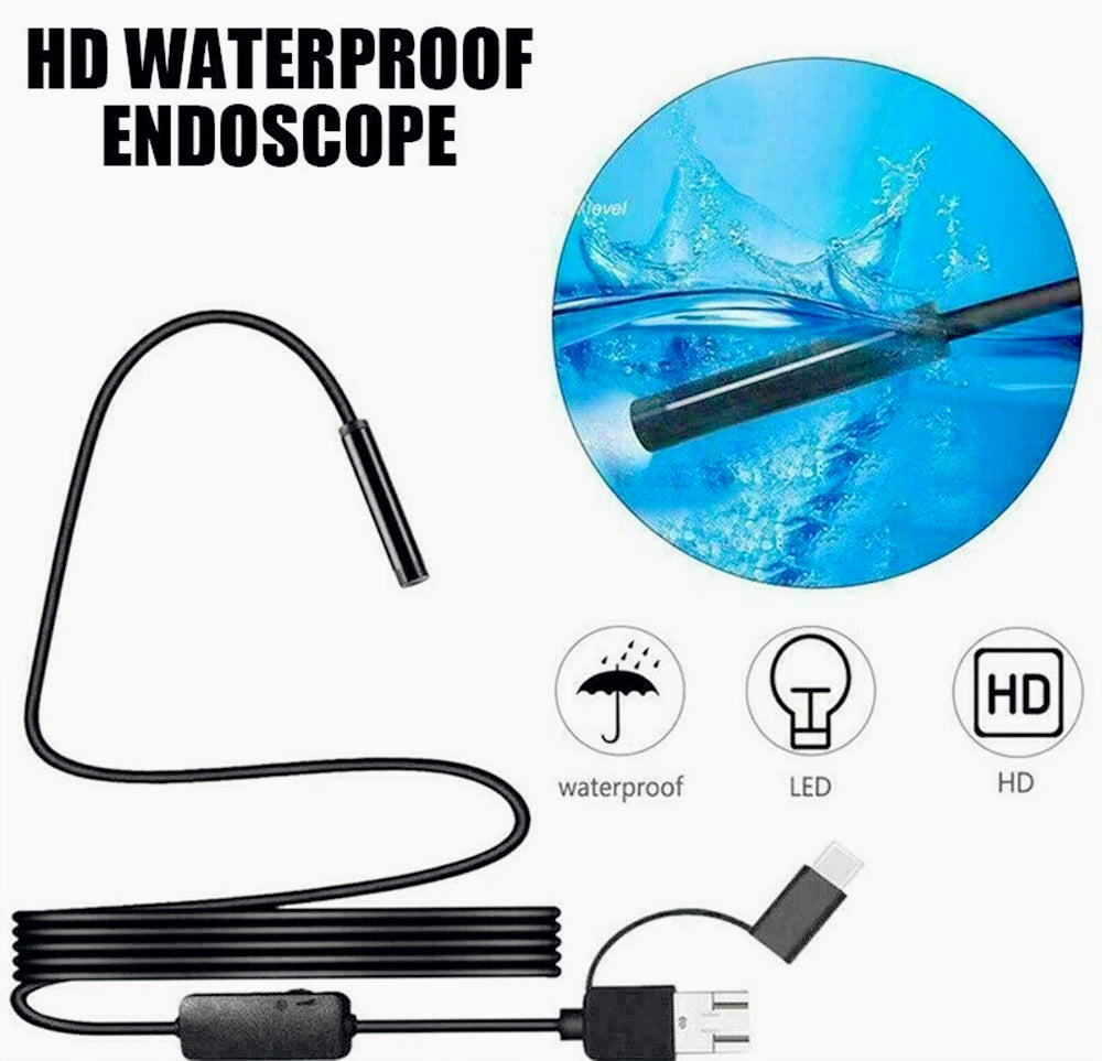 Telecamera endoscopica impermeabile Android 6 LED 3.5m Type-C USB App