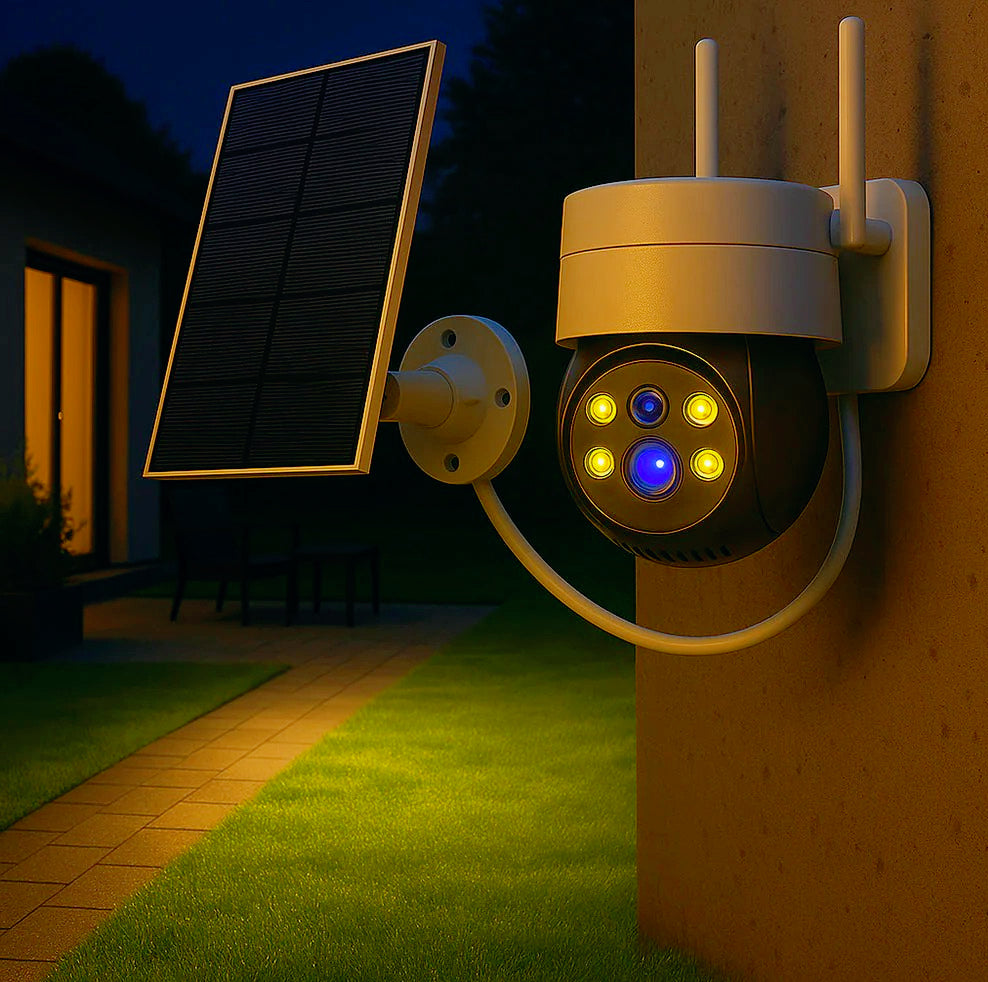 Telecamera Wi-Fi con pannello solare motorizzata e 4 LED a colori