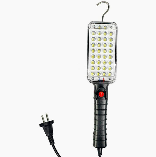 Torcia 34 LED da officina – Con gancio, magnete e presa Schuko (220V)