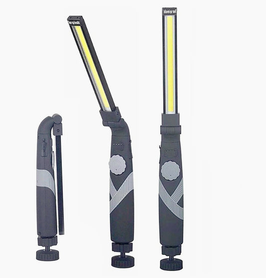Torcia ricaricabile pieghevole a LED – Con base calamitata e regolazione luminosa (dimmerabile)