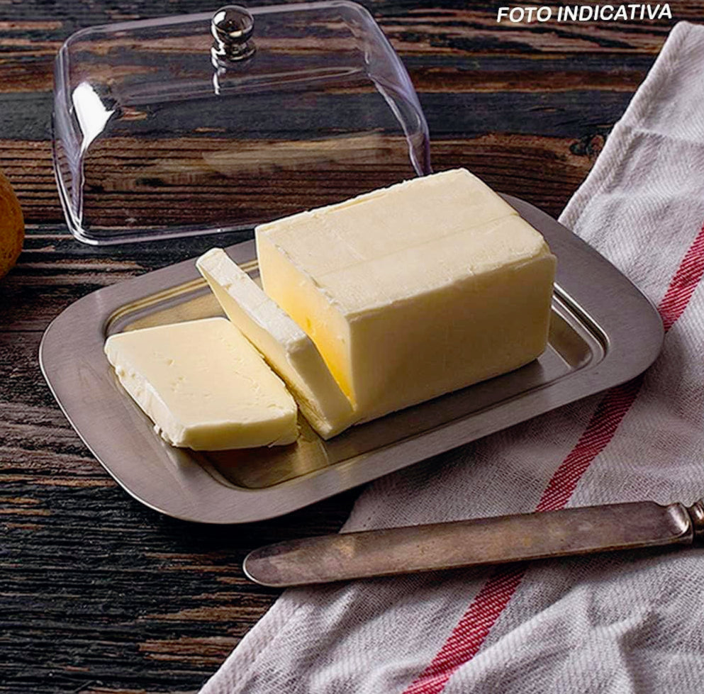 Vassoio porta burro in alluminio con coperchio e contenitore – Pratico e elegante per tavola