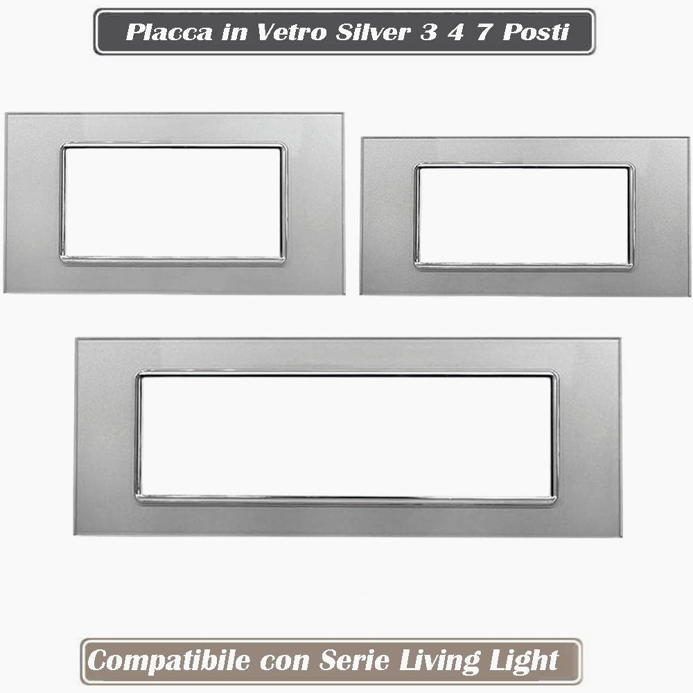 Placchetta in Vetro Silver 3-7 Posti – Compatibile con Living Light Cassetta 503