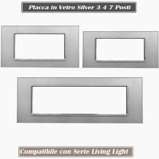 Placchetta in Vetro Silver 3-7 Posti – Compatibile con Living Light Cassetta 503