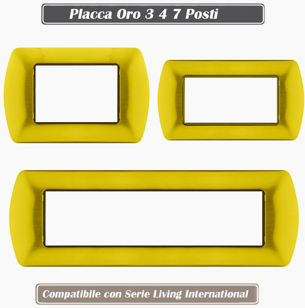 Placchetta Oro Spazzolato 3-7 Posti – Compatibile con Living International