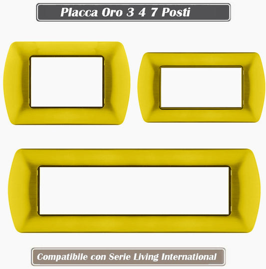 Placchetta Oro Spazzolato 3-7 Posti – Compatibile con Living International